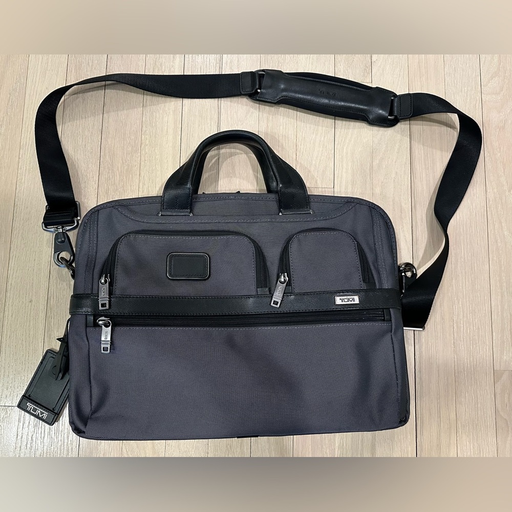 Tumi Alpha Briefcase Laptop Bag Grey Ballistic Nylon